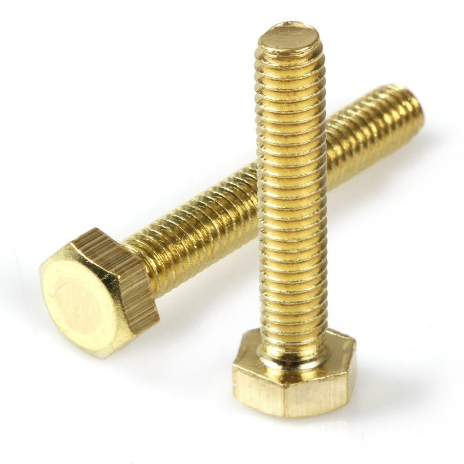 Two brass hex bolts