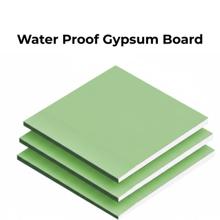 Water-resistant green gypsum board (MR) ideal for kitchens, bathrooms, and humid areas in Kuwait.