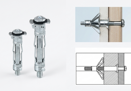 Two hollow/ molli wall anchors with installation diagrams.