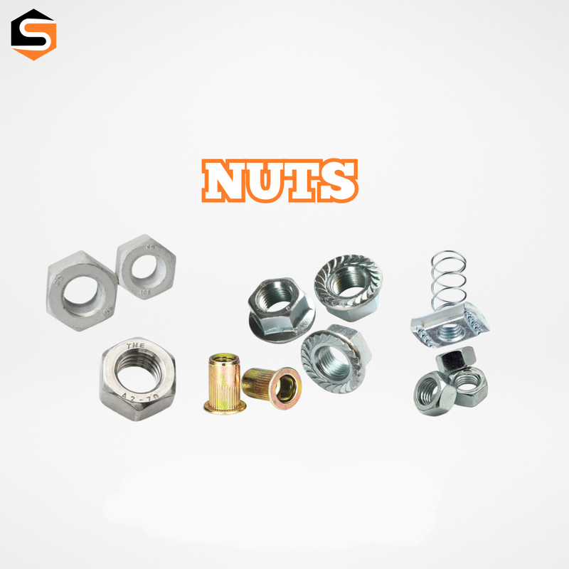 Collection of nuts and bolts with 'ORDER NOW' button on a white background